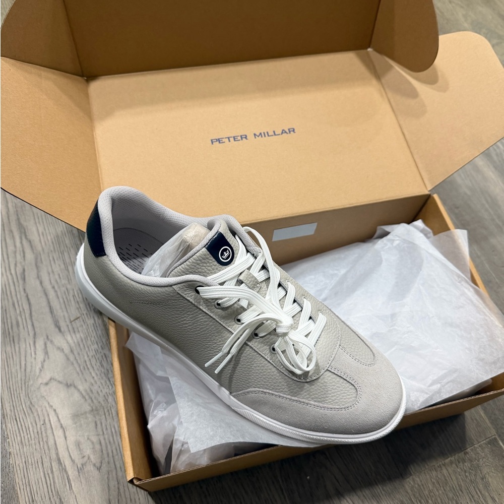 Peter Millar Men's Cream and White Sneakers